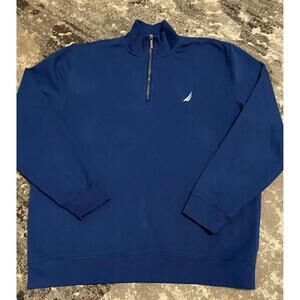 Nautica 1/4 Zip Pullover Blue Fleece Warm L/S Embroidered Logo | Mens XXL